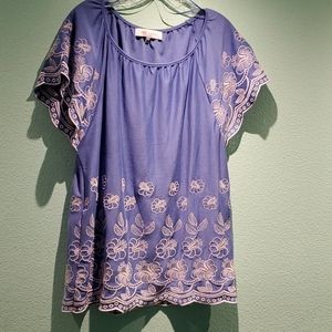 Fever Embroidered Periwinkle Boho Blouse